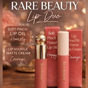 Rare Beauty Lip Duo | Soft Pinch Lip Oil Honesty + Lip Soufflé Courage NEW